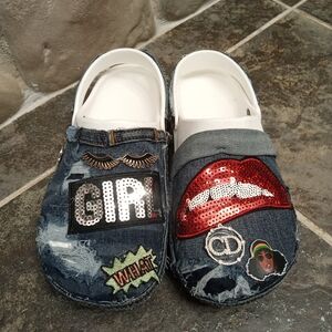 Stylish Denim Shoes with Fun Patches
